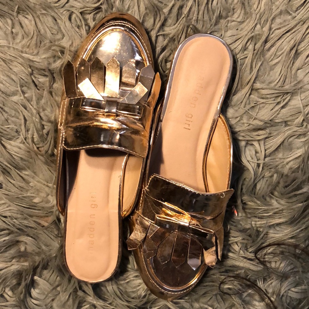 Rose Gold Madden Girl slide loafers